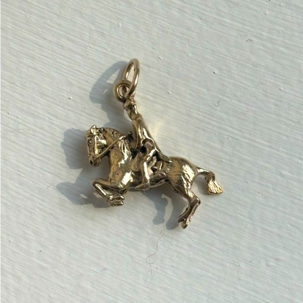 Silver Race Horse & Jockey Charm